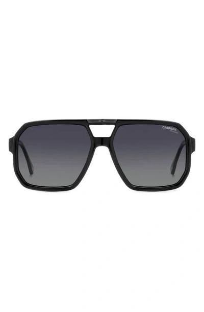 Carrera Eyewear Victory 60mm Gradient Polarized Aviator Sunglasses In Black/ Gray Sf Polar
