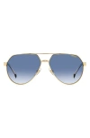 Carrera Eyewear Victory 62mm Gradient Aviator Sunglasses In Gold/ Blue Shaded