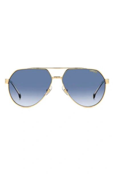 Carrera Eyewear Victory 62mm Gradient Aviator Sunglasses In Gold/ Blue Shaded