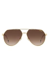 Carrera Eyewear Victory 62mm Gradient Aviator Sunglasses In Gold Grey/ Brown Gradient