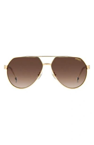 Carrera Eyewear Victory 62mm Gradient Aviator Sunglasses In Gold Grey/ Brown Gradient