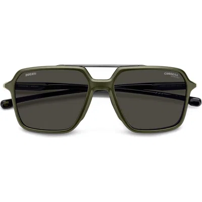 Carrera Eyewear X Ducati 55mm Carduc Rectangle Sunglasses In Military Green/grey