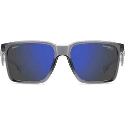 Carrera Eyewear X Ducati 56mm Rectangular Sunglasses In Blue