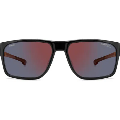 Carrera Eyewear X Ducati 59mm Rectangular Sunglasses In Black/red Mirror Polar