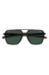 Carrera Eyewear X Ducati Carduc 55mm Rectangular Aviator Sunglasses In Matteblack/green Polar