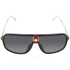 Carrera 1019/s Unisex Pilot Black/gray Shaded 64-10-140 Sunglasses In Black / Grey