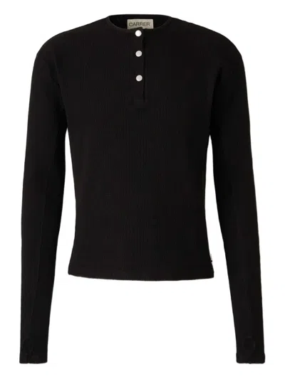 Carrera Buttoned-neck Piqué T-shirt In Black