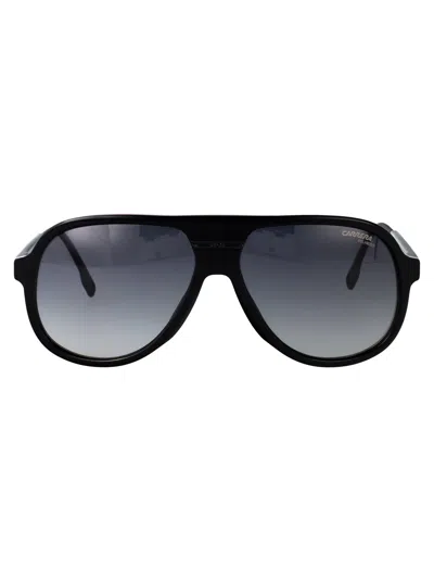 Carrera Matte Black Gold Acetate Sunglasses In Blue