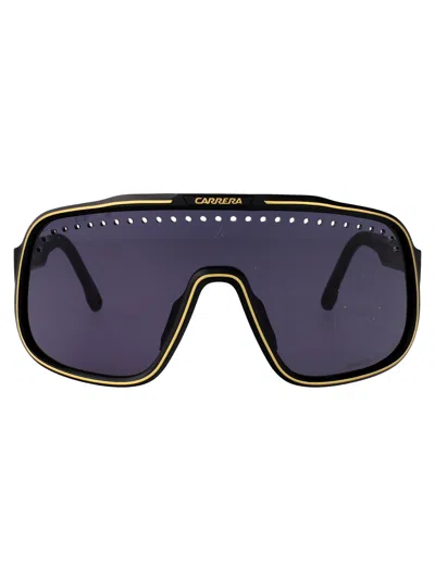 Carrera Matte Black Gold Injectate Sunglasses In Blue
