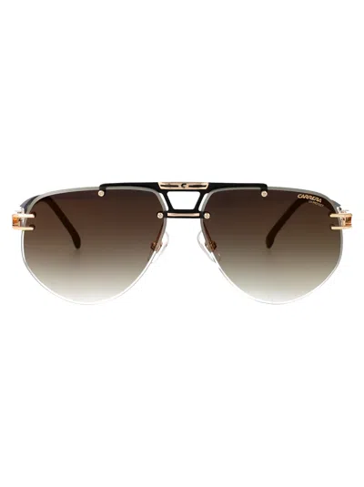 Carrera Matte Black Gold Metal Sunglasses In Brown