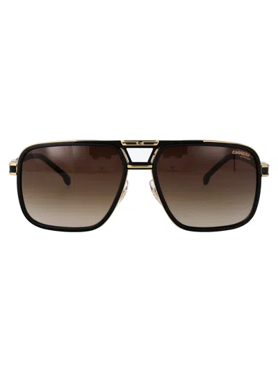 Carrera Matte Black Gold Metal Sunglasses In Brown