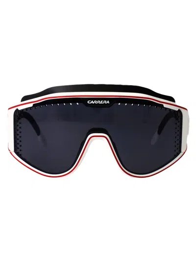 Carrera Matte White Acetate Sunglasses In Black