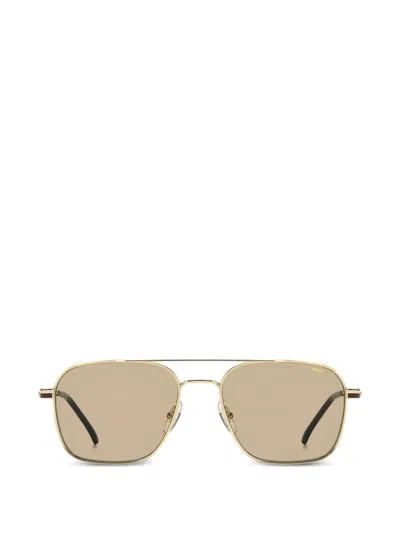 Carrera Rectangle-frame Double-bridge Sunglasses In Gold