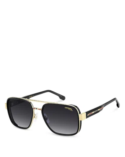 Carrera Rectangular Double Bridge Sunglasses, 58mm In Black