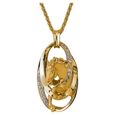 Pre-owned Carrera Y Carrera 0.15 Carat Spirit Cintas Horse Pendant Necklace In Yellow Gold