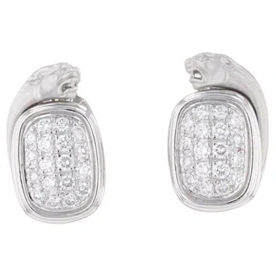 Pre-owned Carrera Y Carrera 0.75ctw Diamond Panther Earrings 18k White Gold Designer