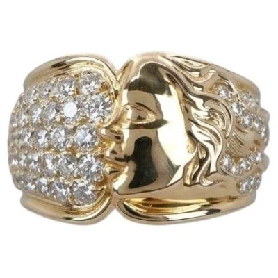 Pre-owned Carrera Y Carrera 1 Carat Diamond 18k Yellow Gold Lady Face Band Ring