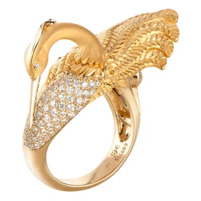 Pre-owned Carrera Y Carrera 18 Karat Yellow Gold Heron Ring With .40cts Diamonds