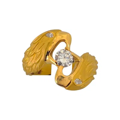 Pre-owned Carrera Y Carrera 18 Karat Yellow Gold Twin Parrot Ring 0.46 Ct Diamond Center