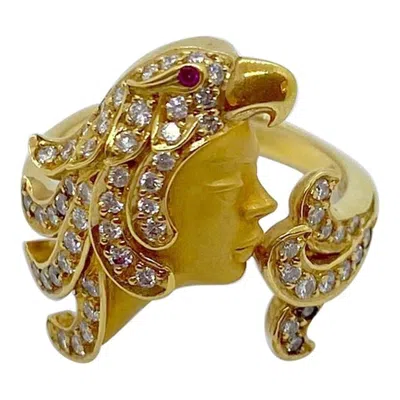 Pre-owned Carrera Y Carrera 18 Karat Yellow Gold Woman With Diamond Parrot Headress Ring