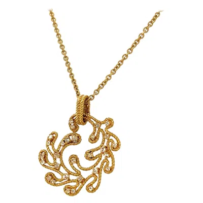 Pre-owned Carrera Y Carrera 18 Kt Yellow Gold Rudeo De Luce Pendant With 0.65cts Diamonds