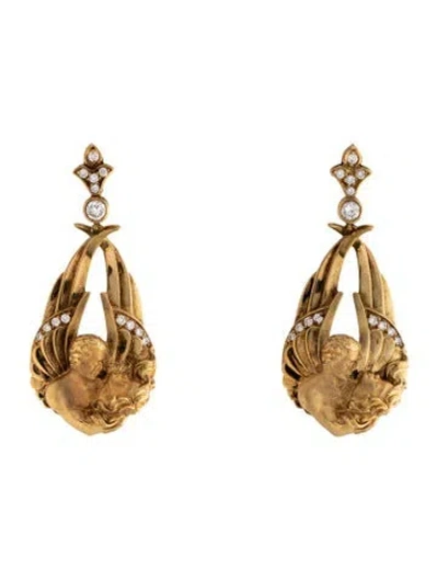 Pre-owned Carrera Y Carrera 18k Diamond Drop Earrings In Multicolor
