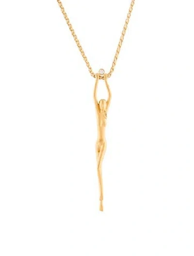 Pre-owned Carrera Y Carrera 18k Diamond Figure Pendant, 18" In Multi