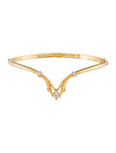 Pre-owned Carrera Y Carrera 18k Diamond Hinged Bangle Las Manos Hinged Bangle, 6.75" In Multi