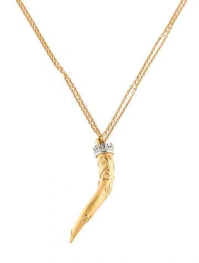 Pre-owned Carrera Y Carrera 18k Diamond Horn Pendant Necklace, 17" In Multi