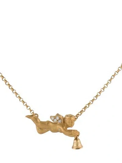 Pre-owned Carrera Y Carrera 18k Diamond My Angel Pendant Necklace, 17.5" In Multi