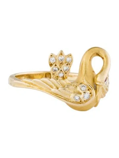 Pre-owned Carrera Y Carrera 18k Diamond Swan Cocktail Ring In Multi