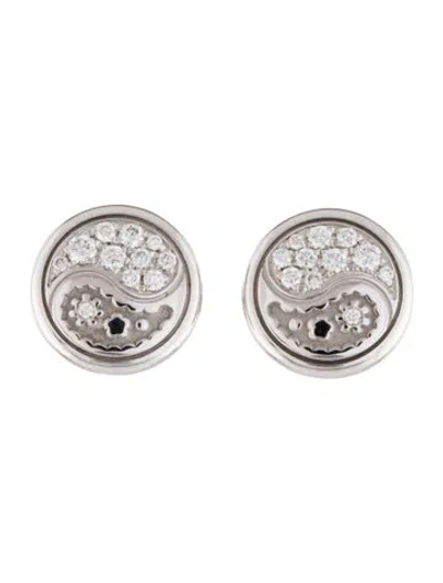 Pre-owned Carrera Y Carrera 18k Diamond Yin Yang Stud Earrings In Multicolor