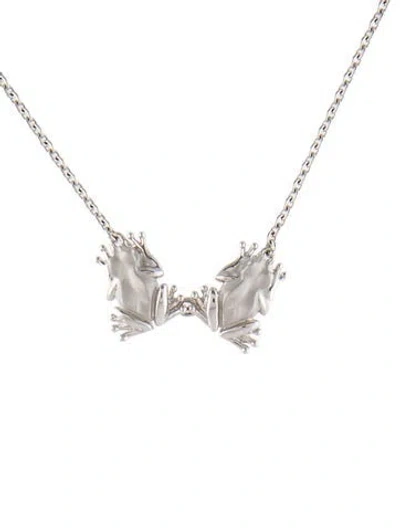 Pre-owned Carrera Y Carrera 18k Frog Pendant Necklace, 14" In Multi