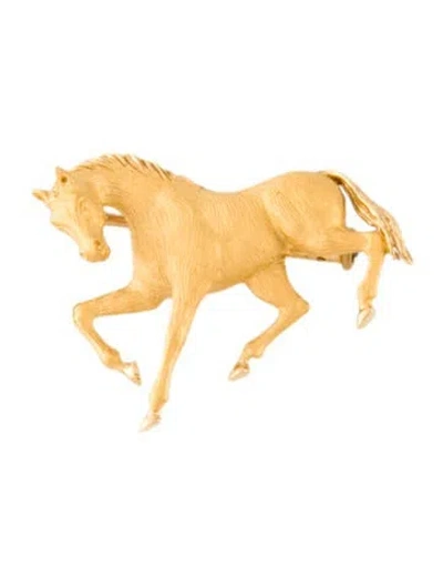 Pre-owned Carrera Y Carrera 18k Horse Brooch Pin In Multi