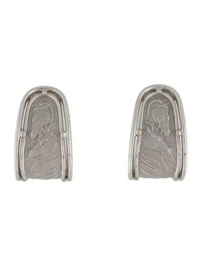 Pre-owned Carrera Y Carrera 18k Horse Earclips In Multi