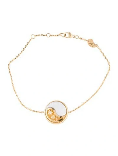 Pre-owned Carrera Y Carrera 18k Mother Of Pearl, Onyx & Diamond Yin Yang Reversible Station Bracelet, 7" In Multi