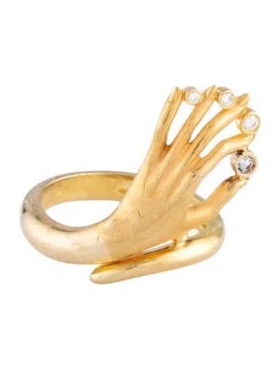 Pre-owned Carrera Y Carrera 18k Topaz & Diamond Hand Ring In Multicolor