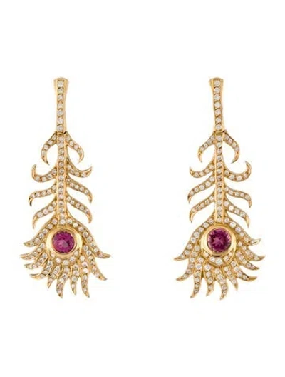 Pre-owned Carrera Y Carrera 18k Tourmaline & Diamond Carnaval Drop Earrings In Multi