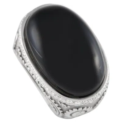 Pre-owned Carrera Y Carrera 18k White Gold 0.35ct Diamond And Onyx Ring