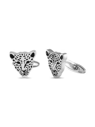 Pre-owned Carrera Y Carrera 18k White Gold Leopard Cufflinks In Silver