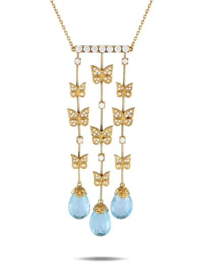 Pre-owned Carrera Y Carrera 18k Yellow Gold Diamond And Topaz Necklace