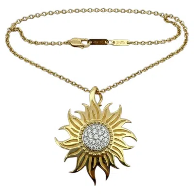 Pre-owned Carrera Y Carrera 18k Yellow Gold Diamond Sun Pendant Necklace