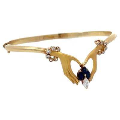 Pre-owned Carrera Y Carrera 18k Yellow Gold Las Manos Collection Bangle Bracelet