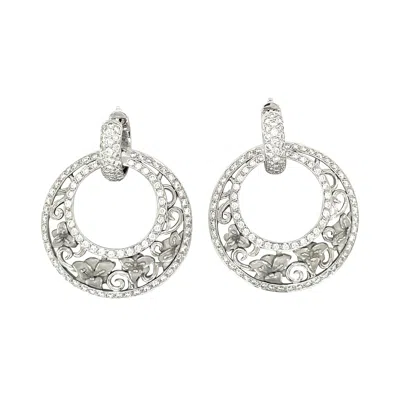 Pre-owned Carrera Y Carrera 18kt White Gold 2.17ct Diamond Taj Mahal Hanging Earrings