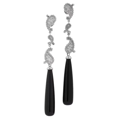 Pre-owned Carrera Y Carrera 18kt White Gold Day & Night Earrings With Onyx Drops