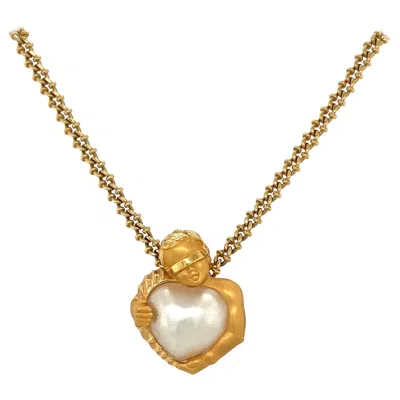 Pre-owned Carrera Y Carrera 18kt Yellow Gold Blindfolded Cupid Pendant With Mabe' Pearl