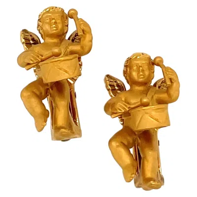 Pre-owned Carrera Y Carrera 18kt Yellow Gold Cherub Earrings
