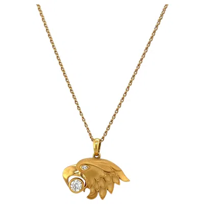 Pre-owned Carrera Y Carrera 18kt Yellow Gold Eagle Head Pendant With 0.38ct Diamond