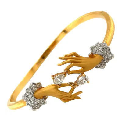 Pre-owned Carrera Y Carrera 18kt Yg Diamond 1.34ct. Hand Bangle Bracelet In Multi