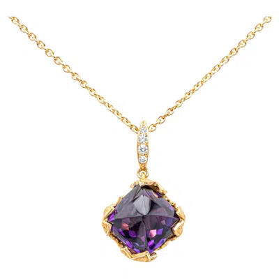 Pre-owned Carrera Y Carrera 2.83 Carats Sugarloaf Amethyst & Diamond Lia Pendant In Purple